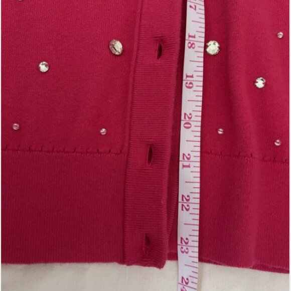 KATE SPADE New York City Live Colorfully Hot Pink Rhinestone sweater cardigan M - Picture 6 of 12